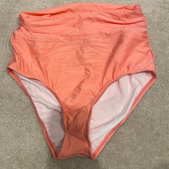 New Athena Ruched High Rise Swim Bottom solid Orange 10,12, 14 and plus size 16 - Picture 4 of 8